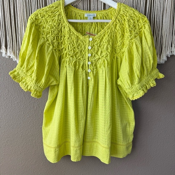 Sundance Sweatpea Smocked Puff Sleeve Tee Blouse Top NWT H - Picture 2 of 8